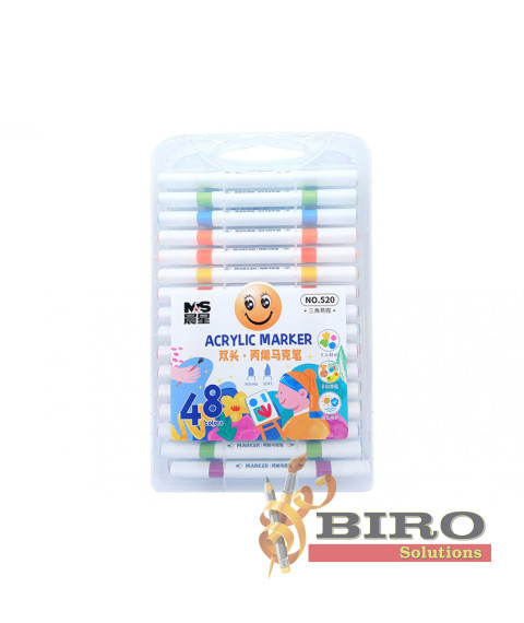 Marker Acrilic cu vârf dublu, 48 culori, cutie plastic, ML49-11